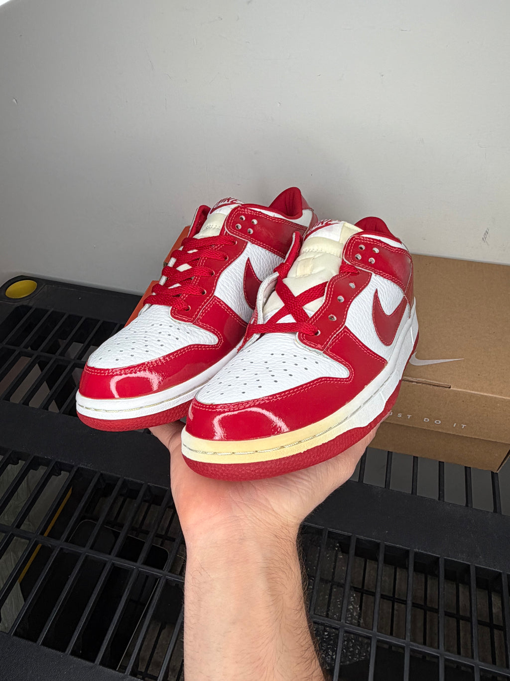 (2001) sz 8M Dunk Low COJP OG Red Patent - Brand New, Original Box