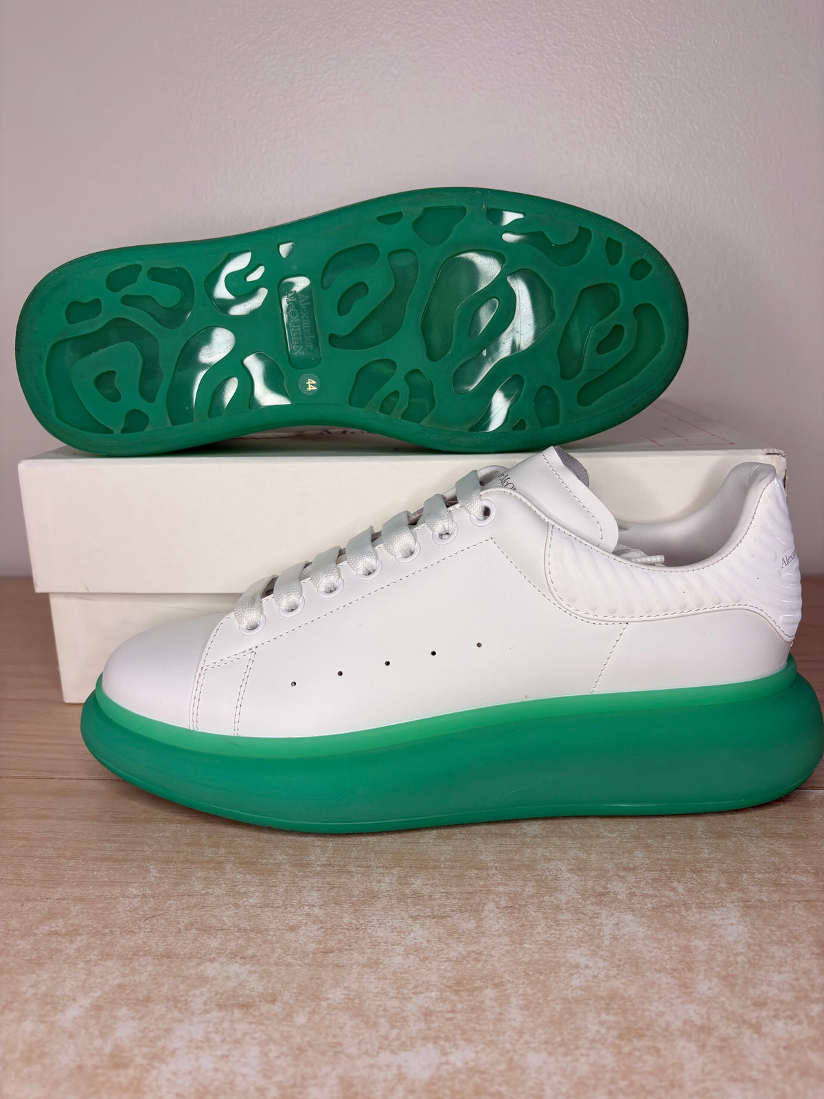 Sz 11M Alexander McQueen ‘White Green Sole’ - Preowned, Original Box