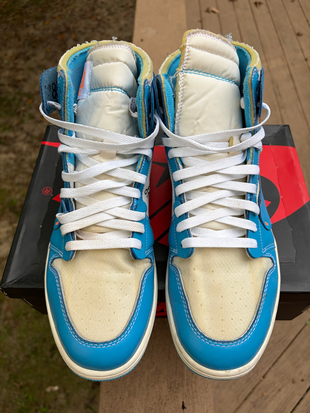 (Promo Sample) Sz 12M Jordan 1 Off White University Blue - Preowned, Original Sample Box