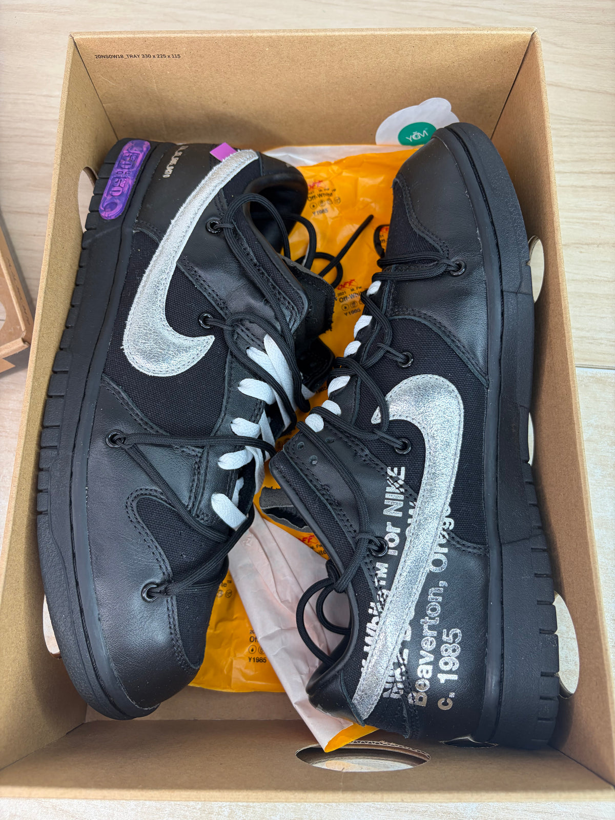 Sz 11M Dunk Low Off White Lot 50 - Preowned, Original Box