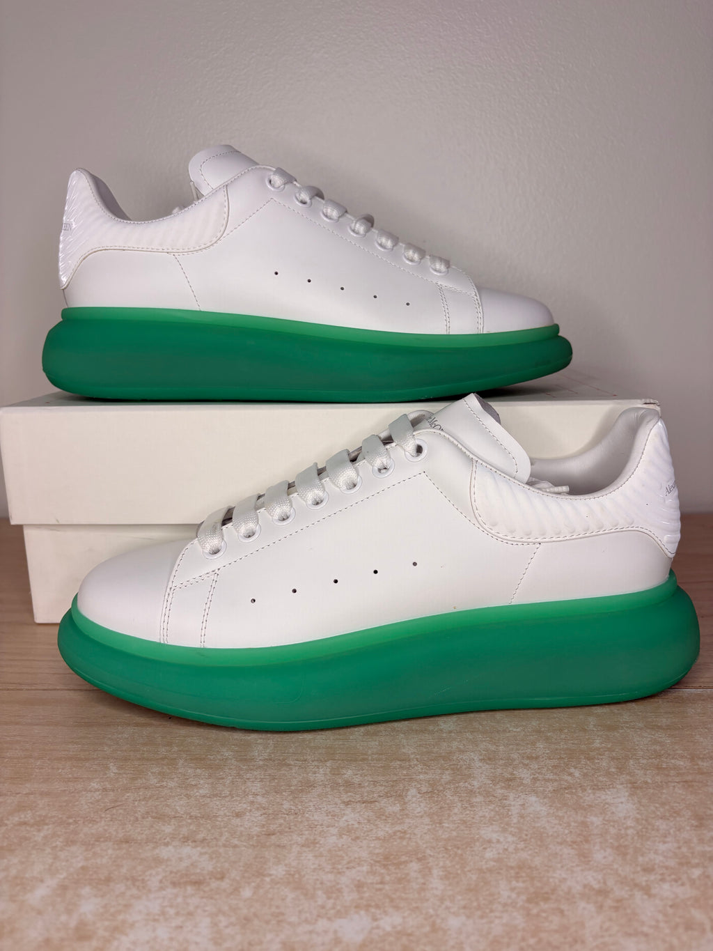 Sz 11M Alexander McQueen ‘White Green Sole’ - Preowned, Original Box