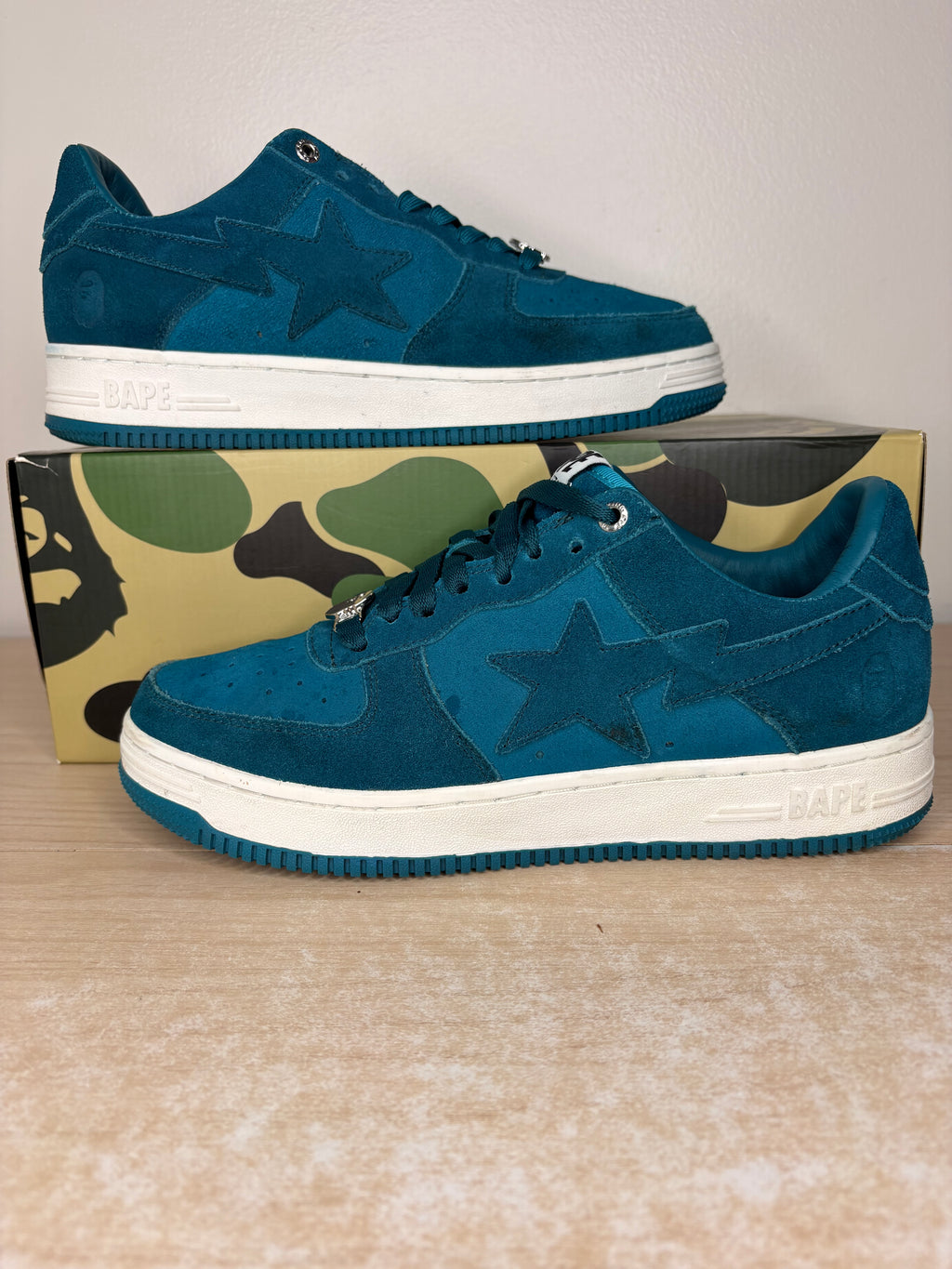 (2022) Sz 9M Bapesta Low ‘Suede Green’ - Preowned, Original Box