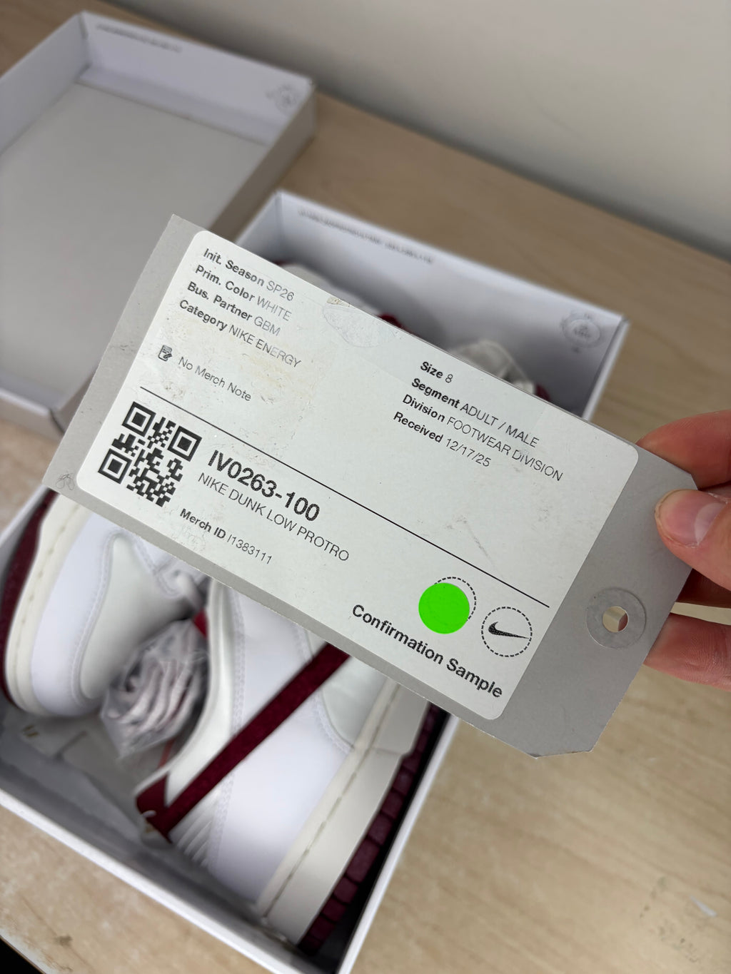 (Conformation Sample)- Sz 8M Dunk Low Kobe Merrion Home - Brand New, Original Box