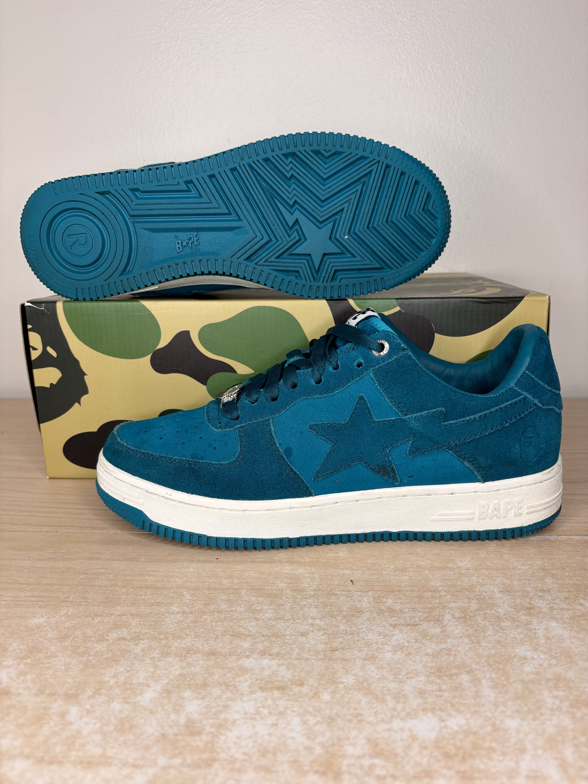 (2022) Sz 9M Bapesta Low ‘Suede Green’ - Preowned, Original Box