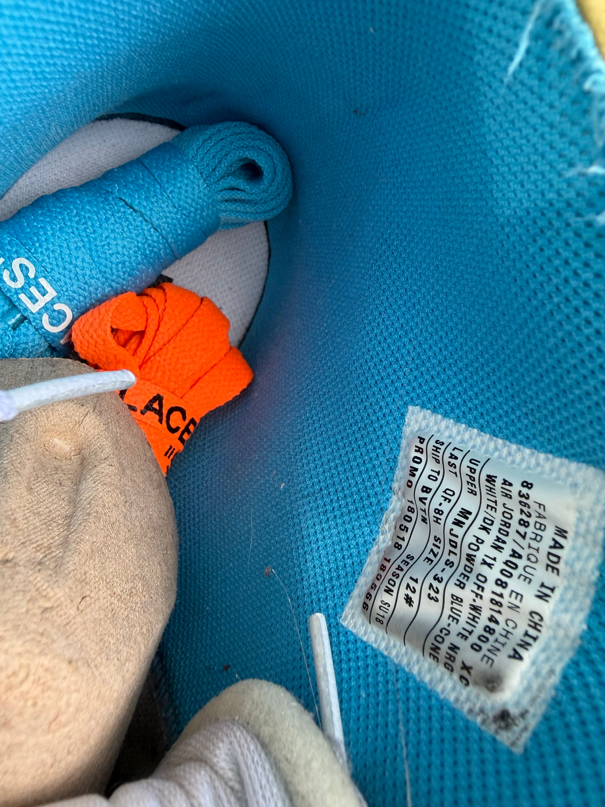 (Promo Sample) Sz 12M Jordan 1 Off White University Blue - Preowned, Original Sample Box