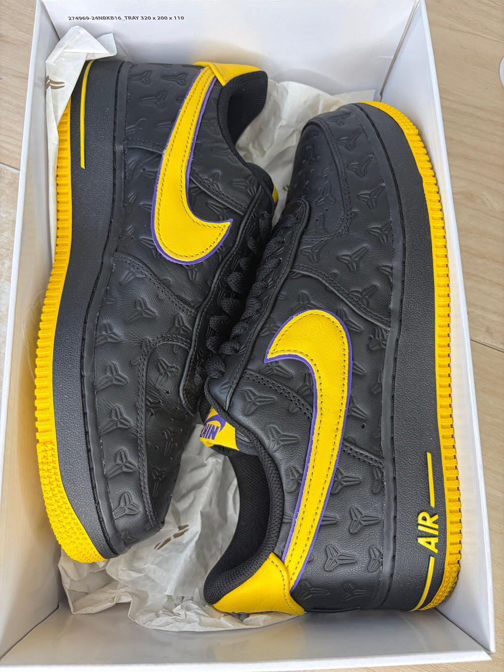 Numbered Of 8000 - sz 8.5M Nike AF1 Low Kobe Bryant Lakers - Preowned, Original Box