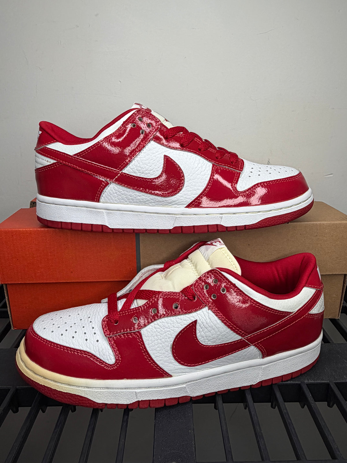 (2001) sz 8M Dunk Low COJP OG Red Patent - Brand New, Original Box