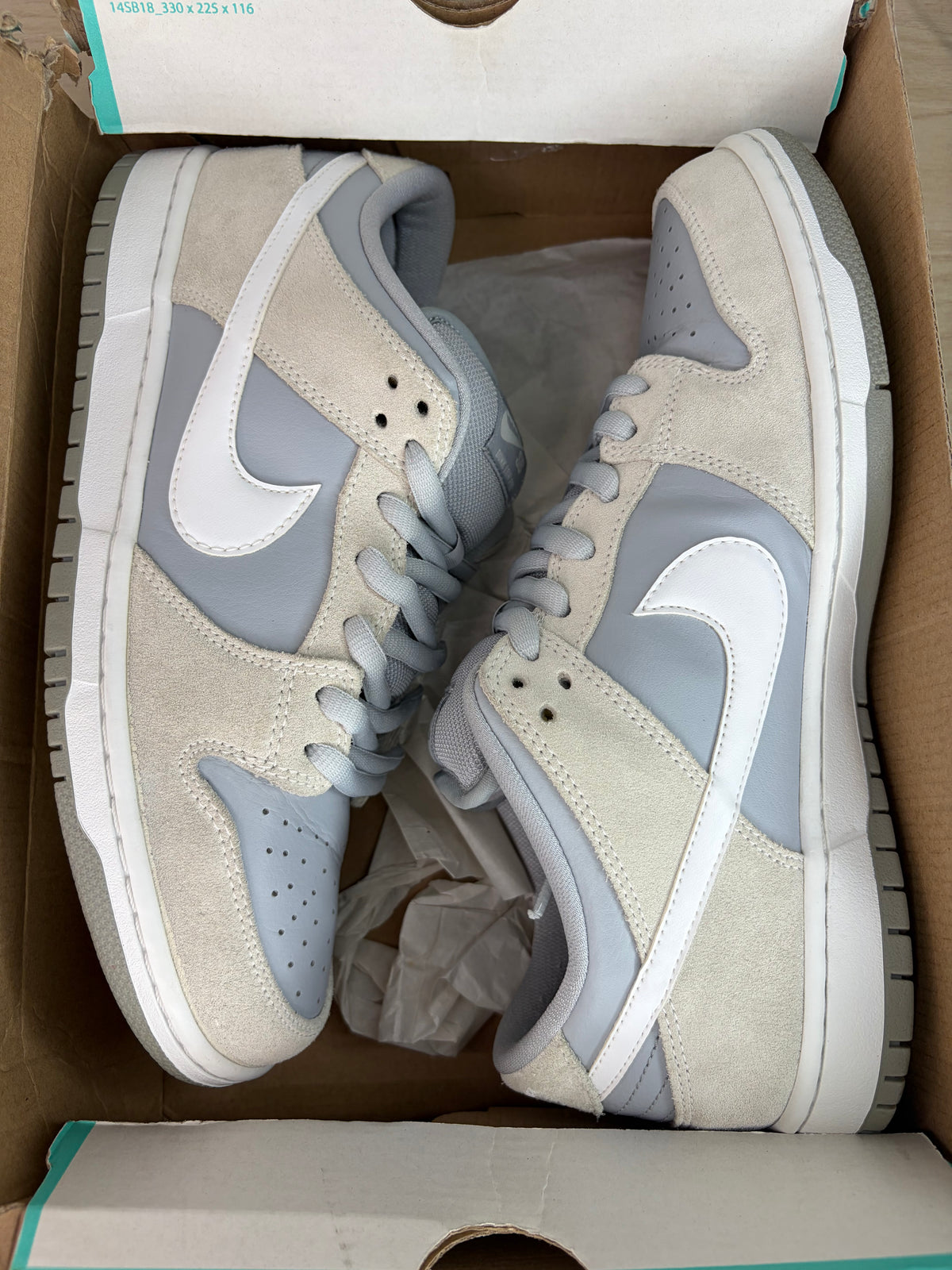 (2018) sz 10M Nike SB Low Summit White Wolf Grey - Preowned, Same Era Rep Box