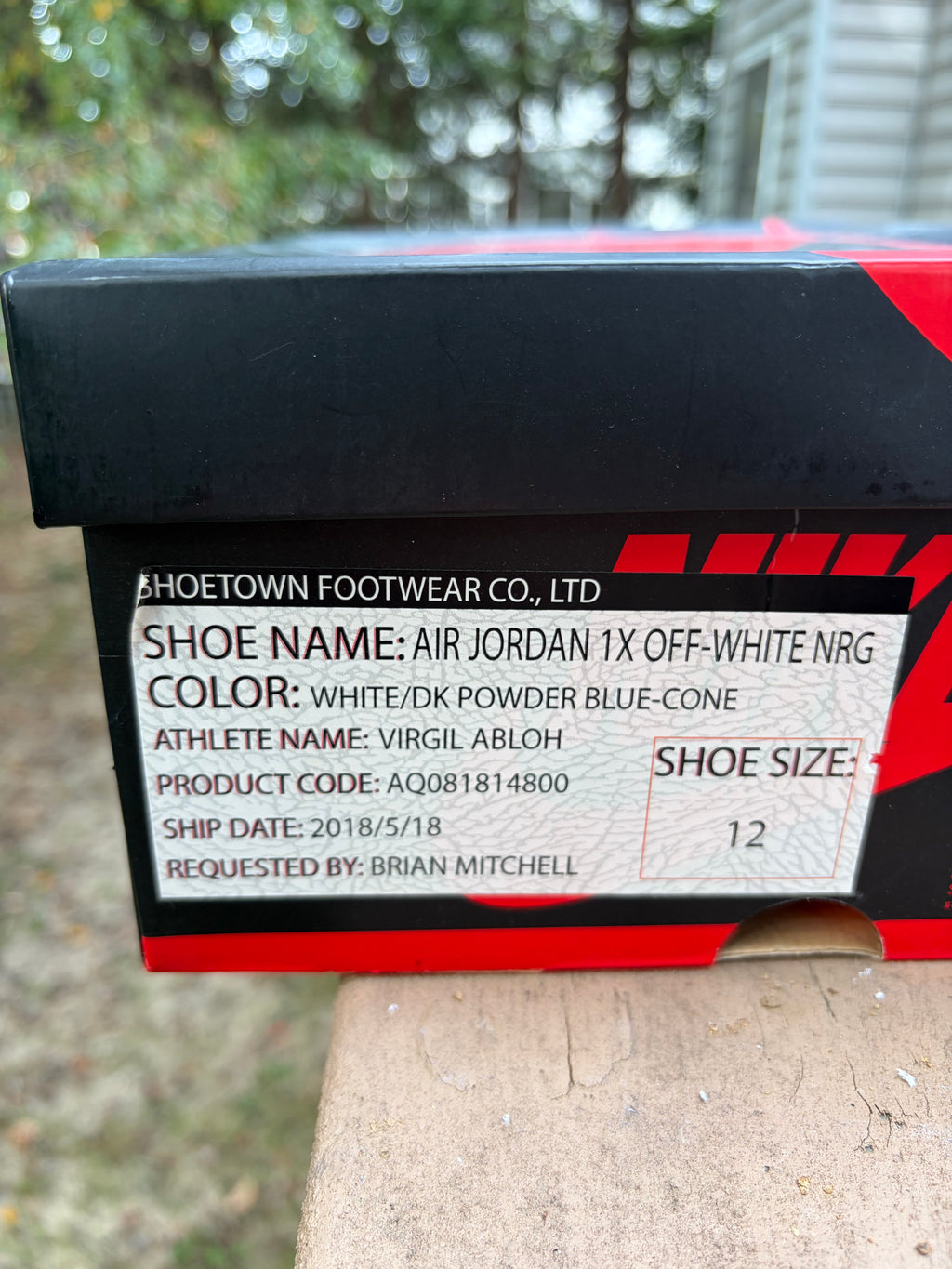 (Promo Sample) Sz 12M Jordan 1 Off White University Blue - Preowned, Original Sample Box