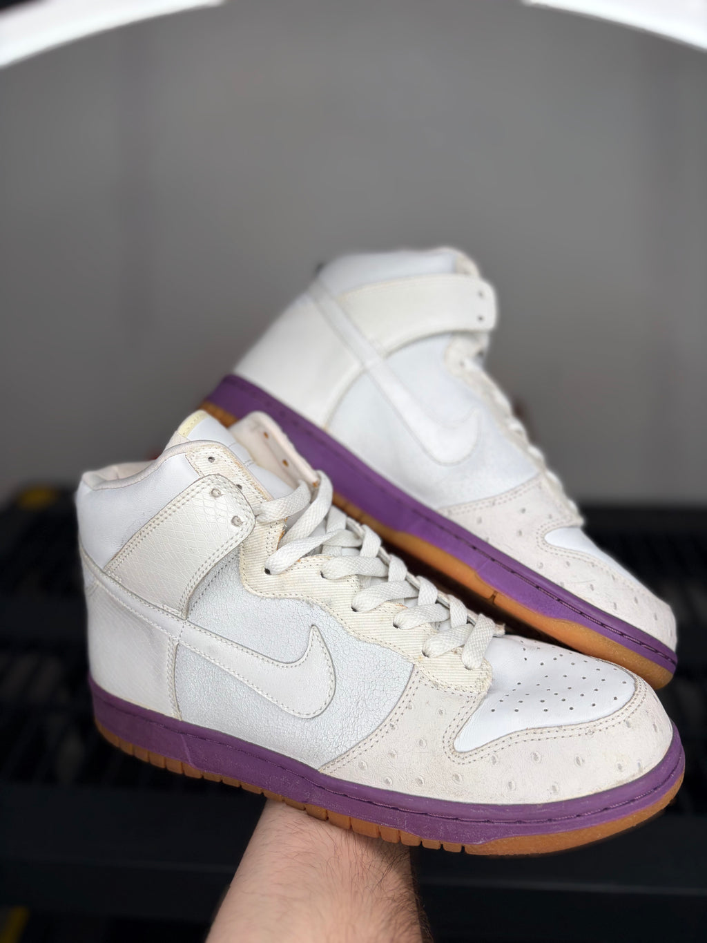 (2005) sz 9M Nike Dunk High Deluxe Ostrich White / Hyacinth Purple - Brand New, Original Box