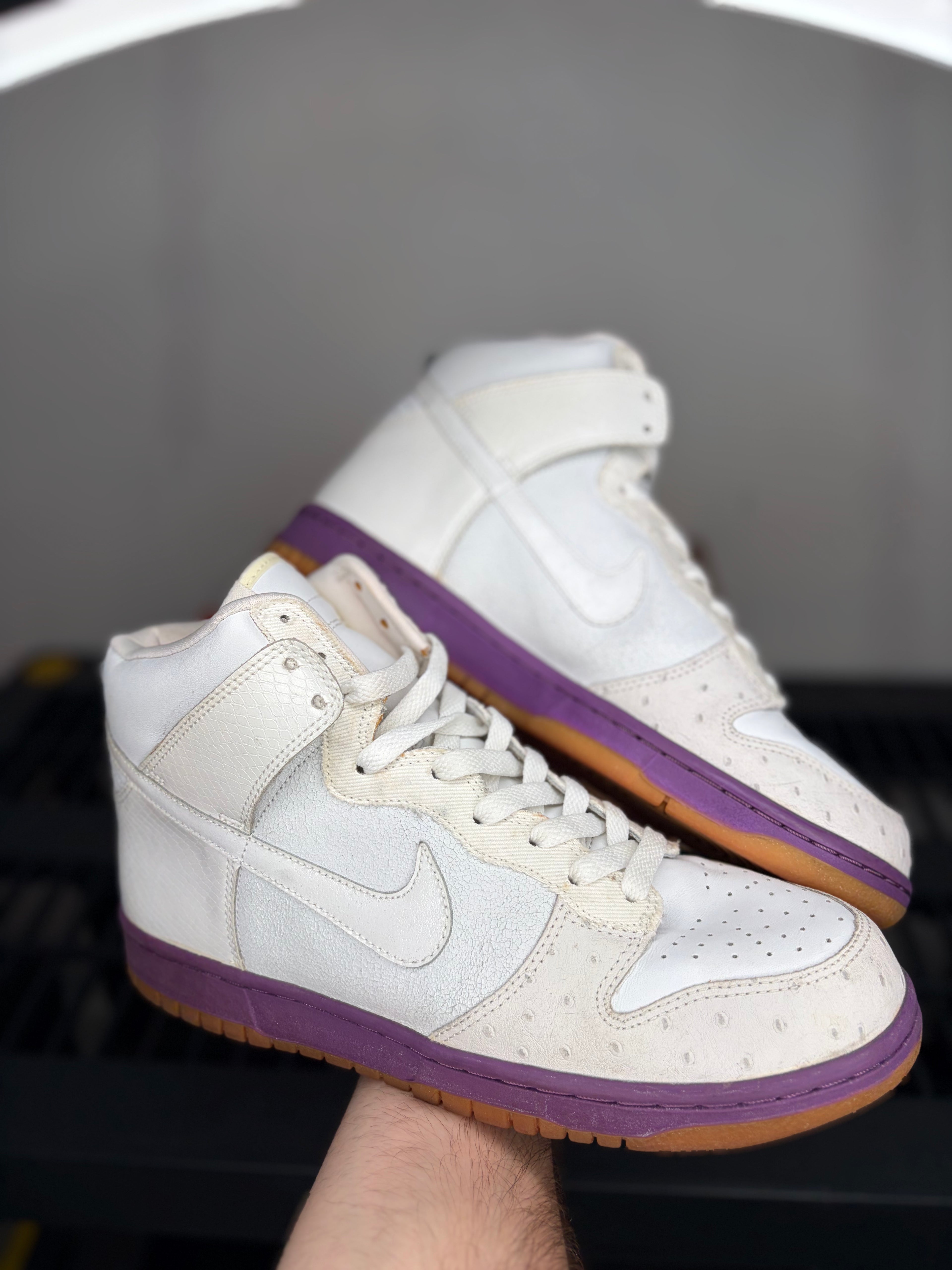 (2005) sz 9M Nike Dunk High Deluxe Ostrich White / Hyacinth Purple - Brand New, Original Box