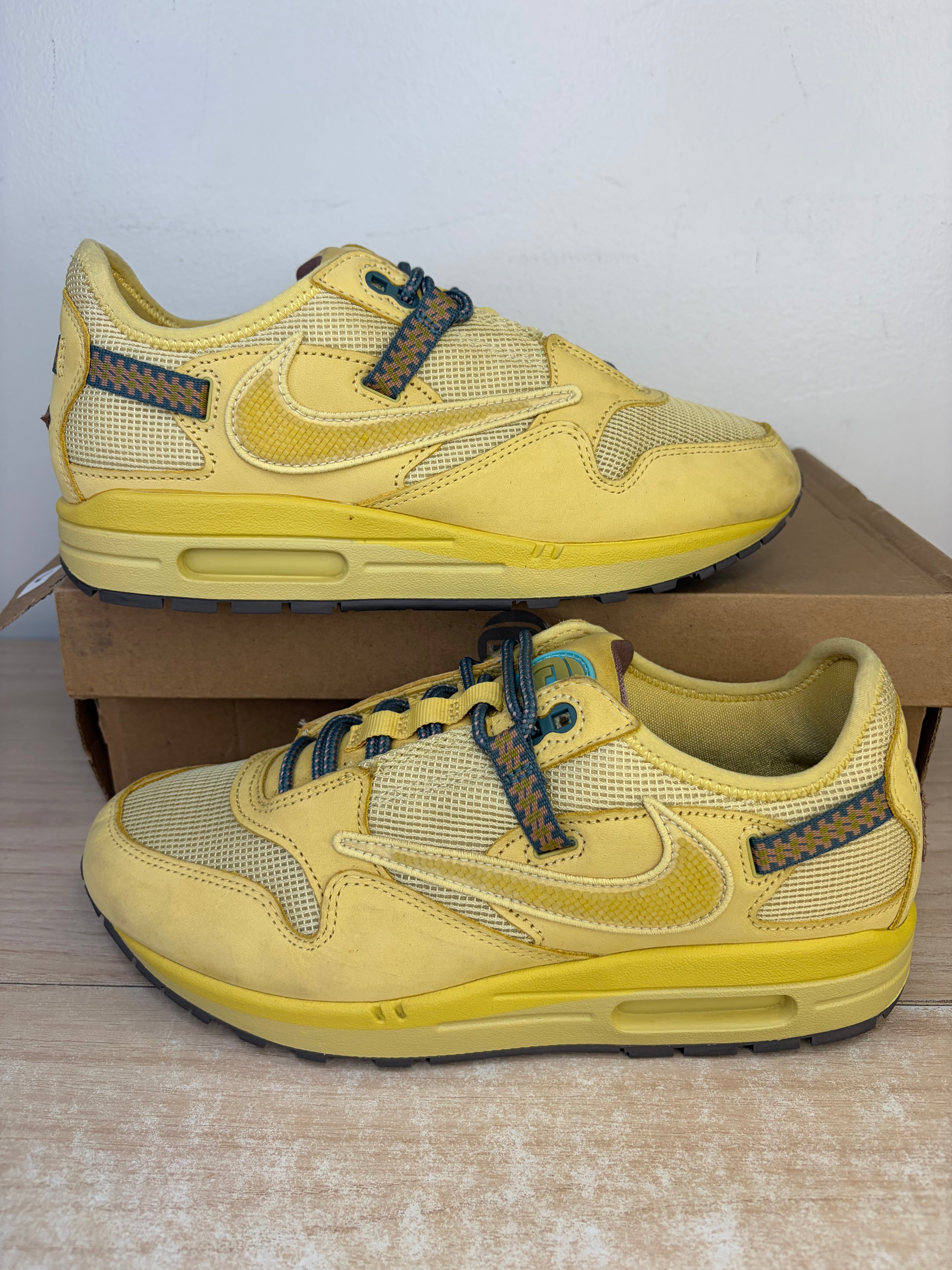 Sz 8.5M Air Max 1 Travis Scott Saturn Gold - Preowned, Original Box