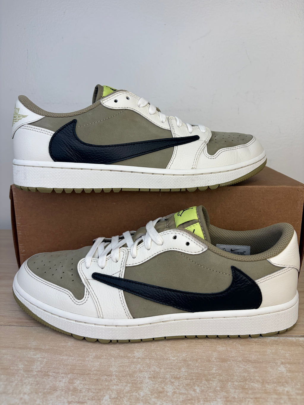 Sz 10.5M Jordan 1 Low Travis Scott Golf Olive - Preowned, No Box