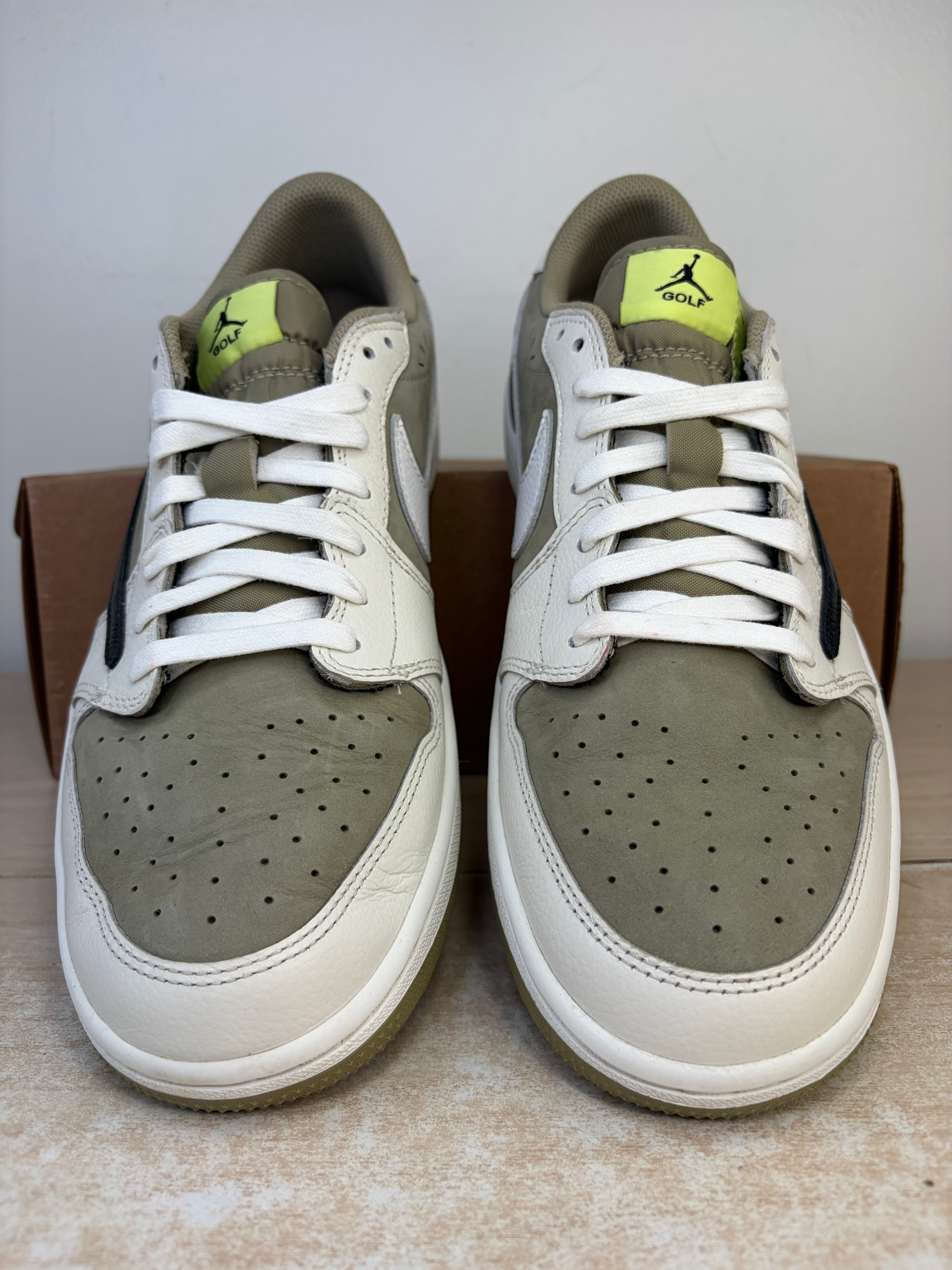 Sz 10.5M Jordan 1 Low Travis Scott Golf Olive - Preowned, No Box
