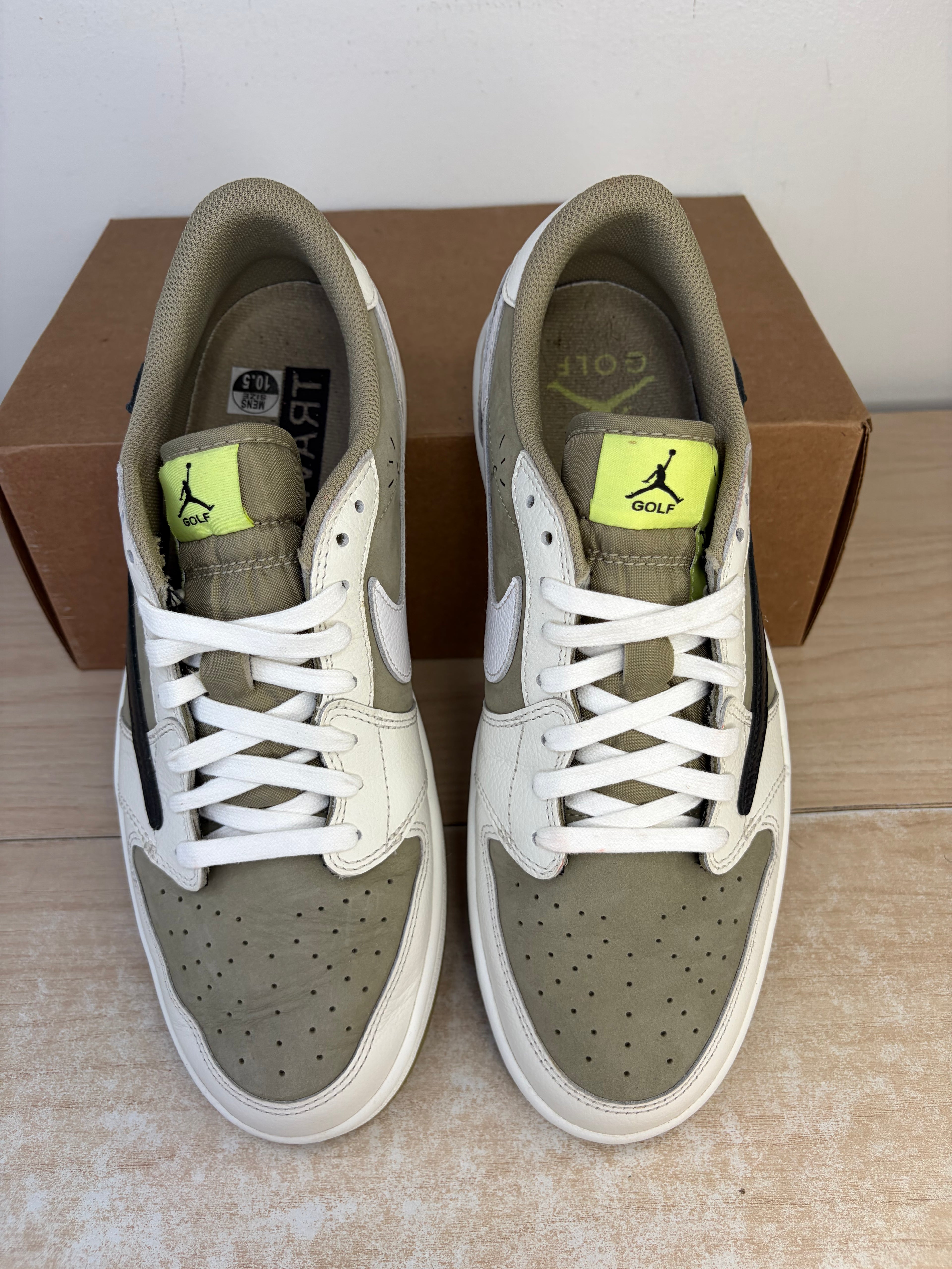 Sz 10.5M Jordan 1 Low Travis Scott Golf Olive - Preowned, No Box