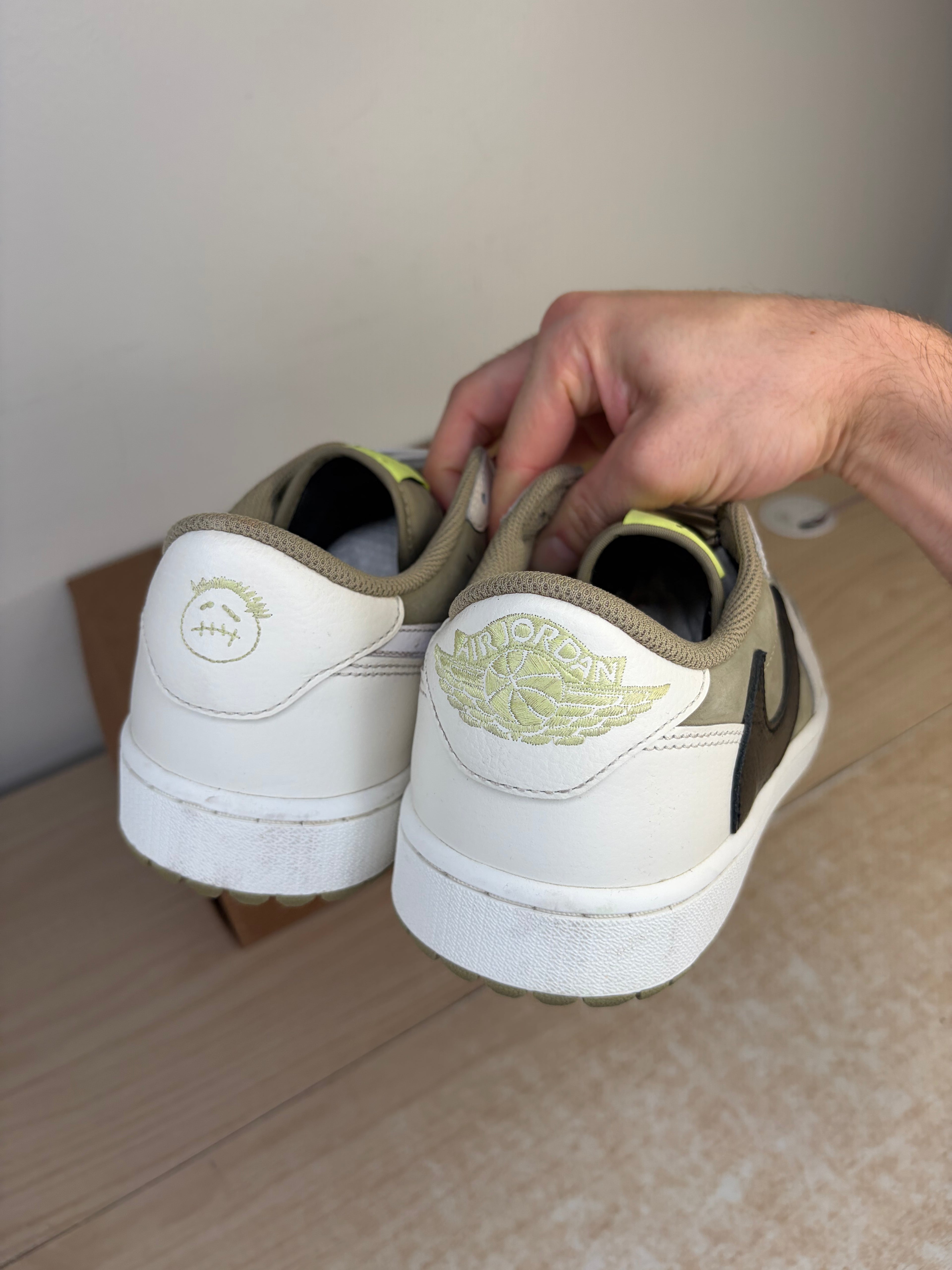 Sz 10.5M Jordan 1 Low Travis Scott Golf Olive - Preowned, No Box