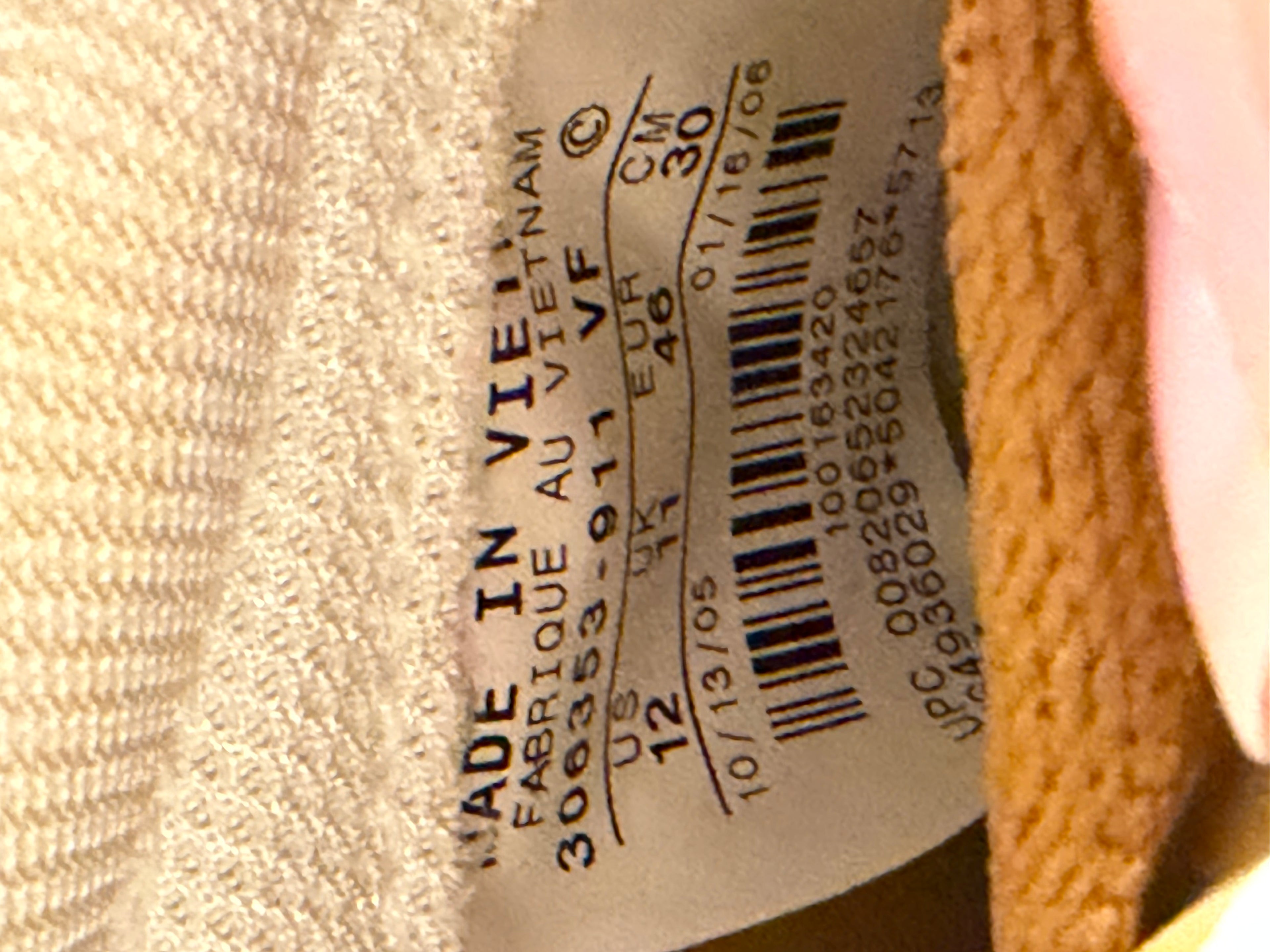 #3590/4008 - sz 12M Nike AF1 Low Barcode Pack Wheat - Like New, Original Box