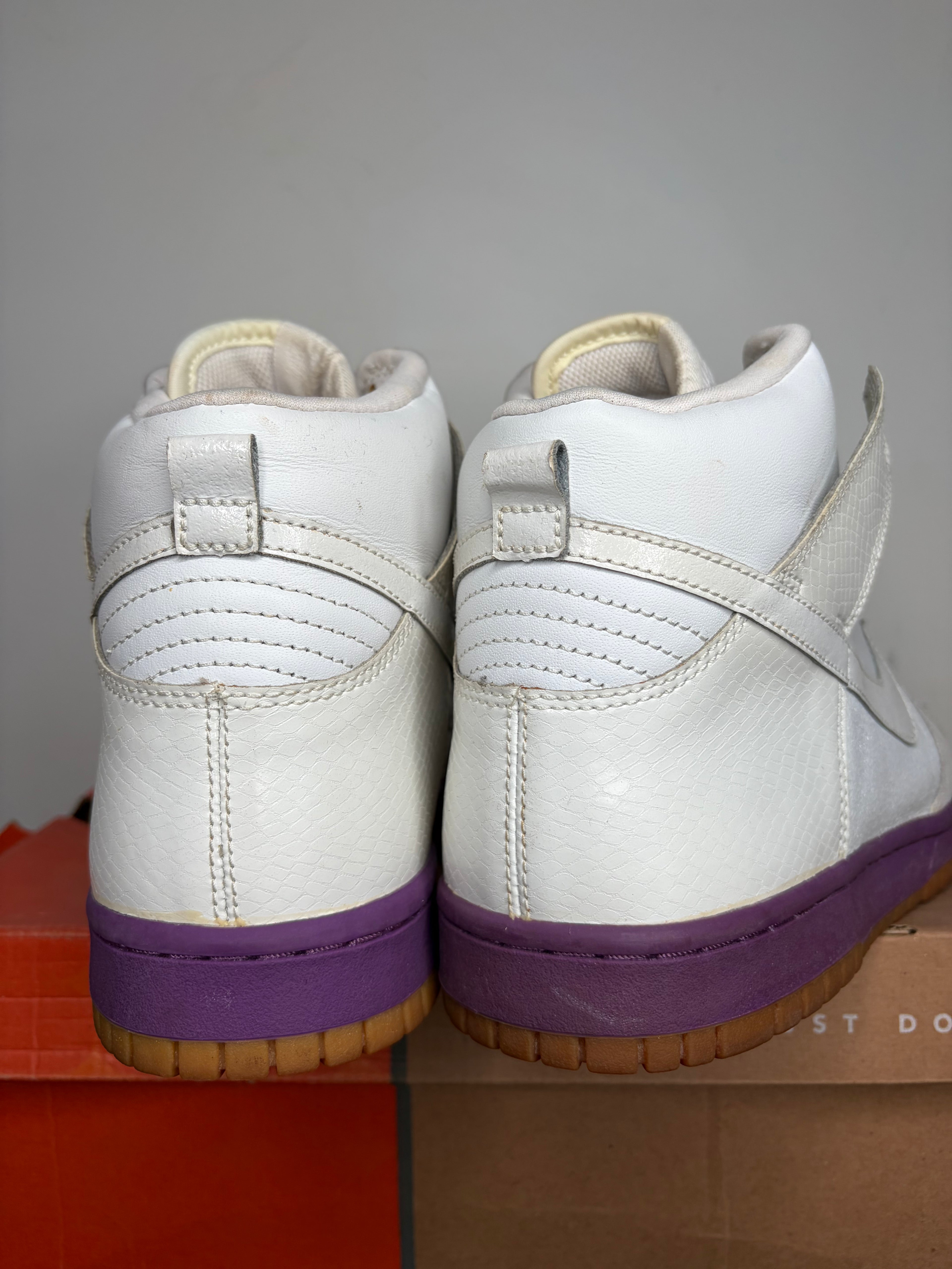 (2005) sz 9M Nike Dunk High Deluxe Ostrich White / Hyacinth Purple - Brand New, Original Box